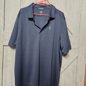 Cutter & Buck Navy Striped Golf Polo Shirt - Size XL
